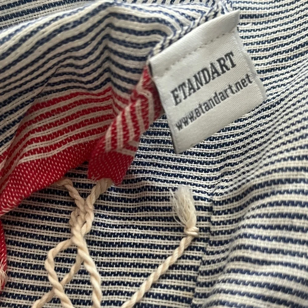 100% Cotton Nautical Striped Scarf /Wrap with Pink Trim tassels